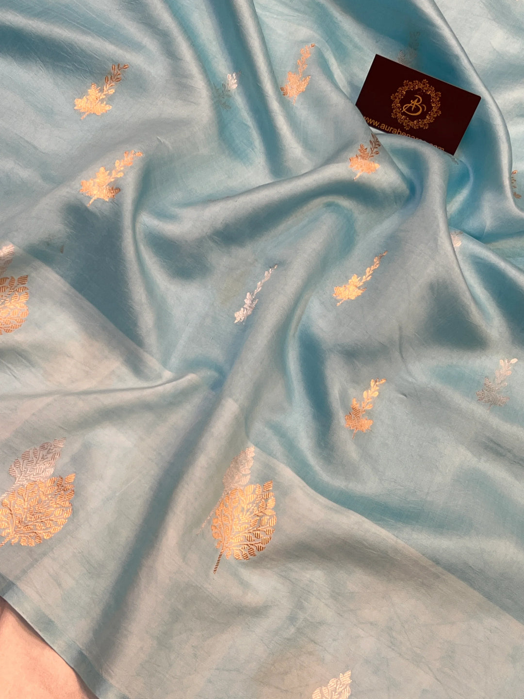 Pastel Blue Pure Silk Handloom Banarasi Saree