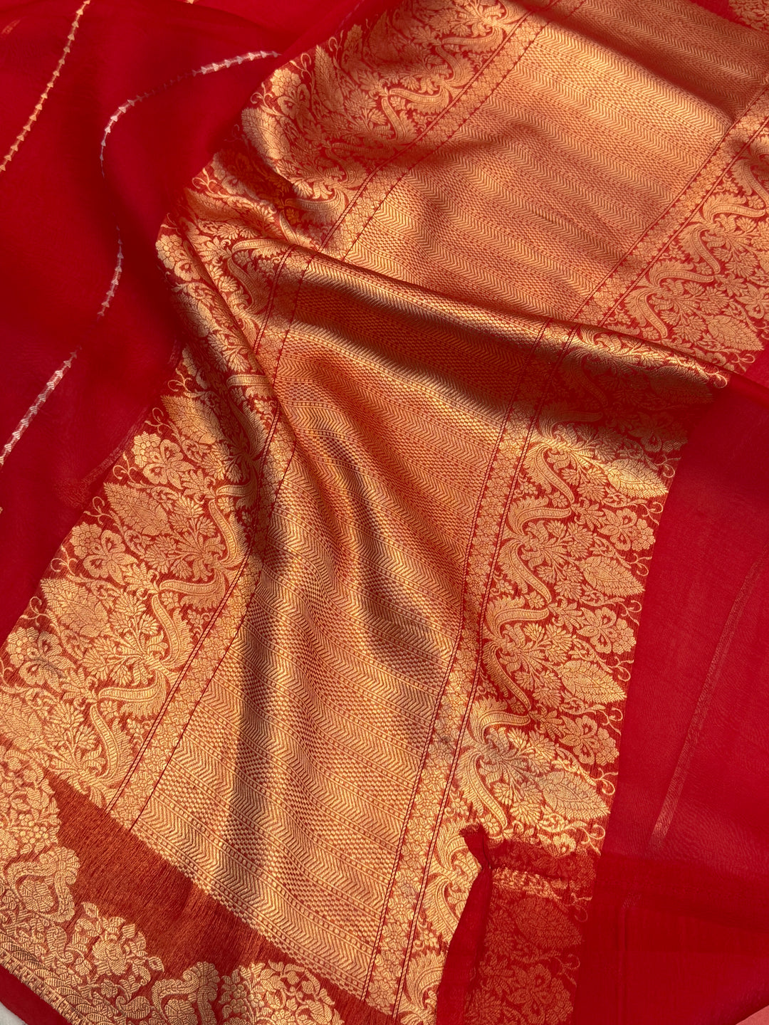 Red Pure Kora Silk Handloom Banarasi Saree