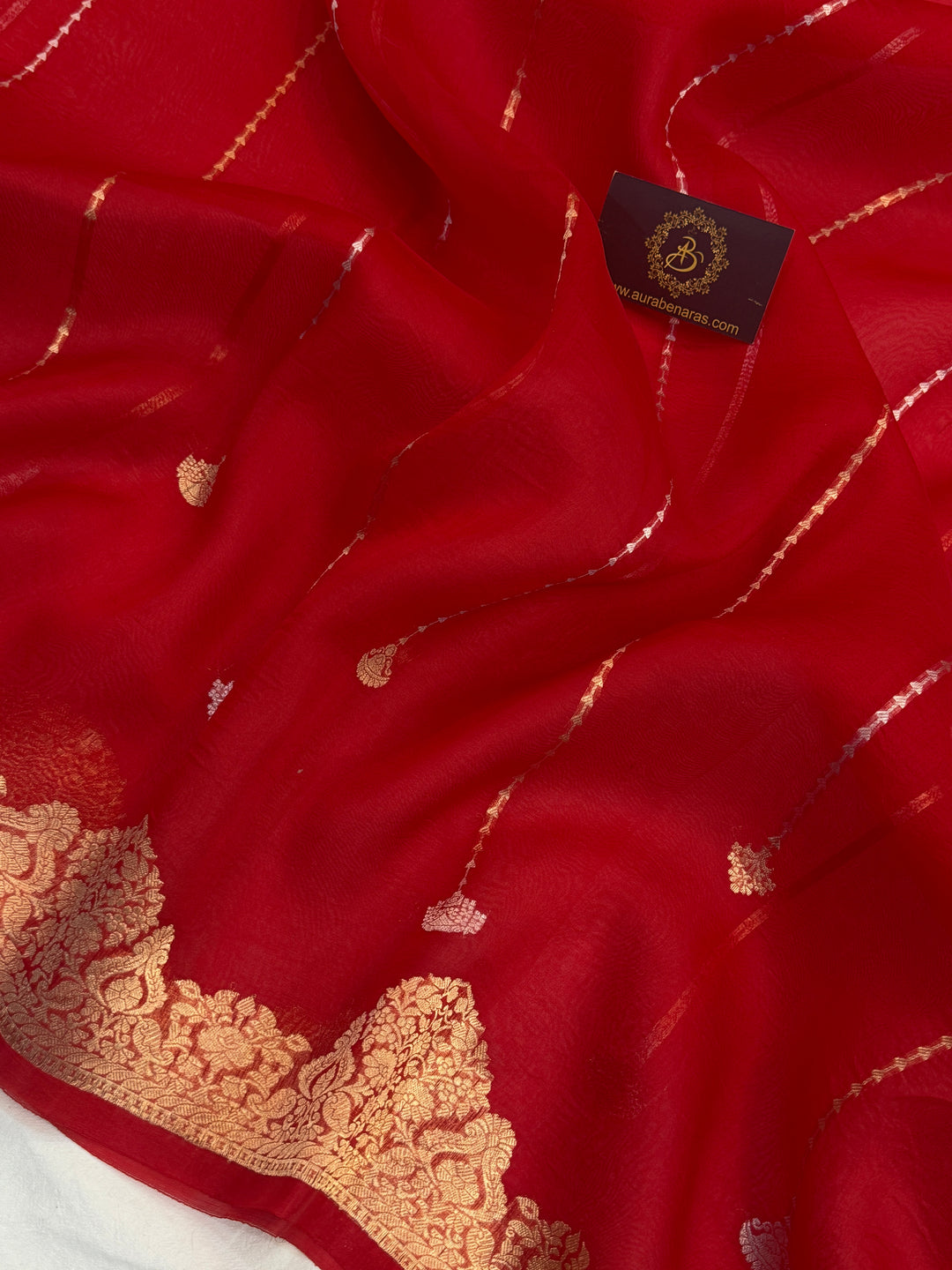 Red Pure Kora Silk Handloom Banarasi Saree