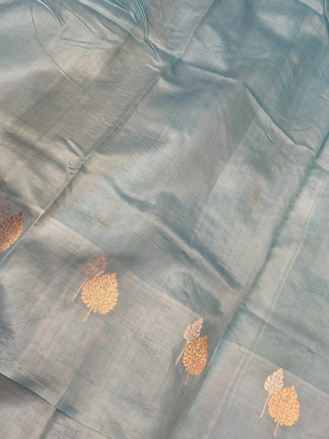 Pastel Blue Pure Silk Handloom Banarasi Saree
