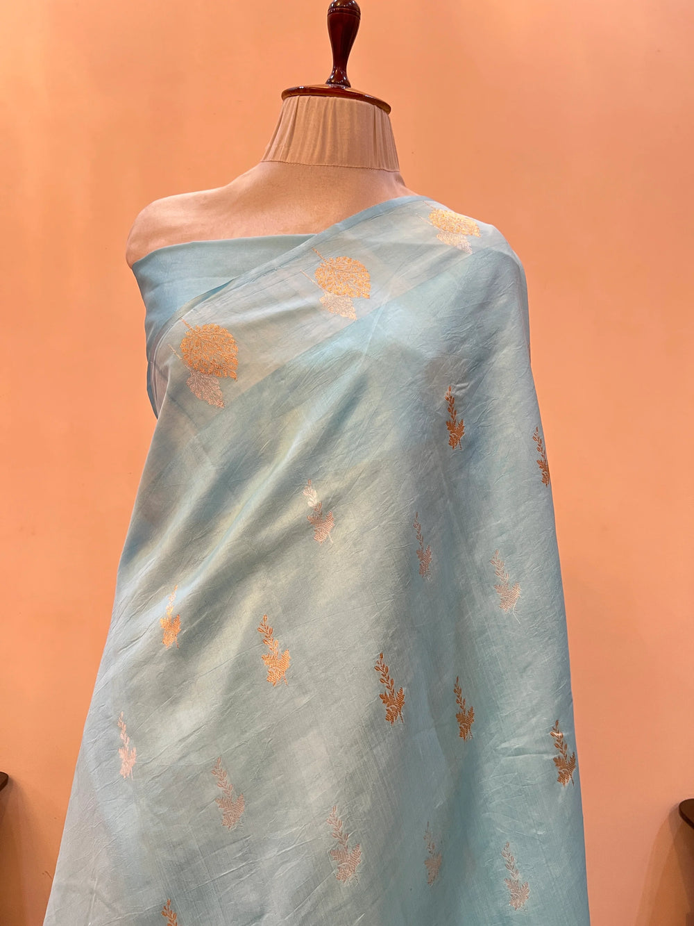 Pastel Blue Pure Silk Handloom Banarasi Saree