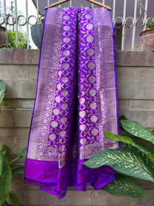 Purple Pure Banarasi Handloom Katan Silk Dupatta