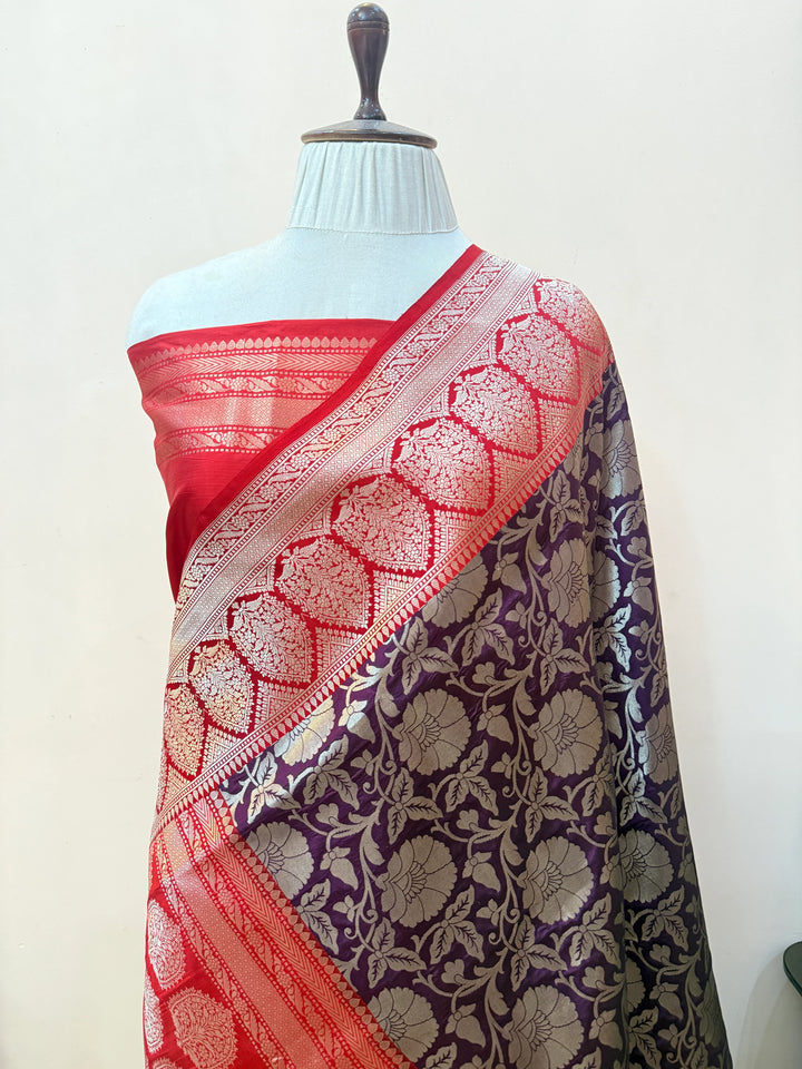 Purple Pure Katan silk Handloom Banarasi Saree
