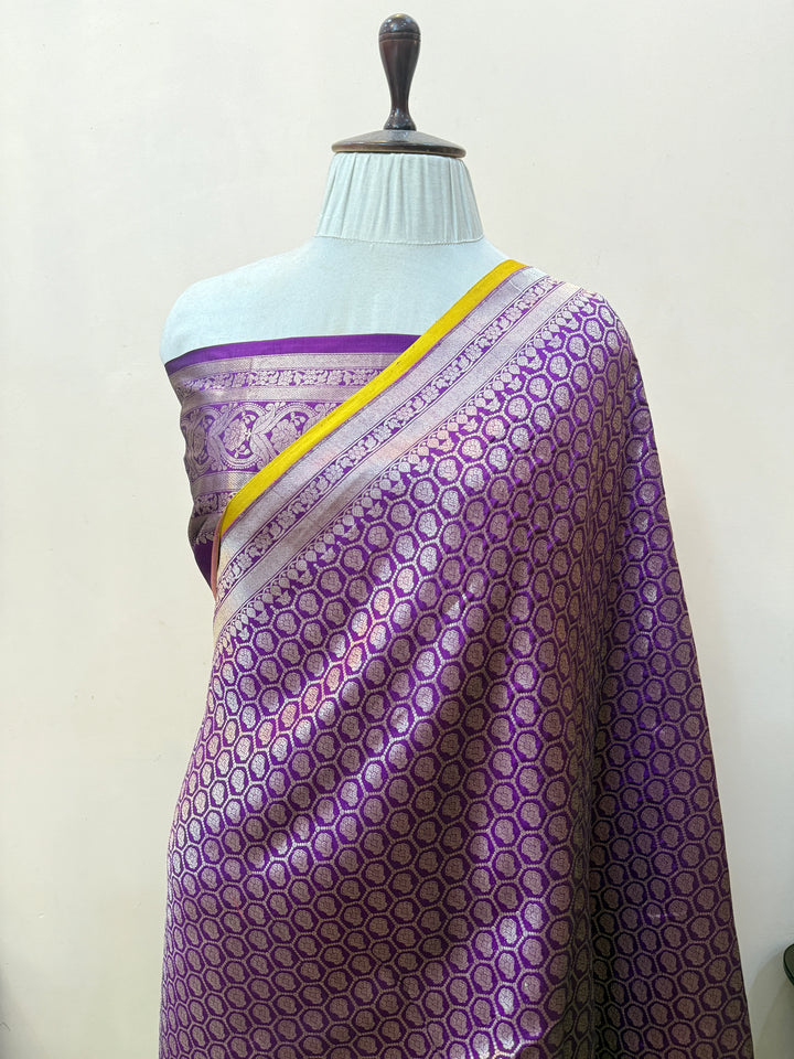 Purple Pure Katan silk Handloom Banarasi Saree