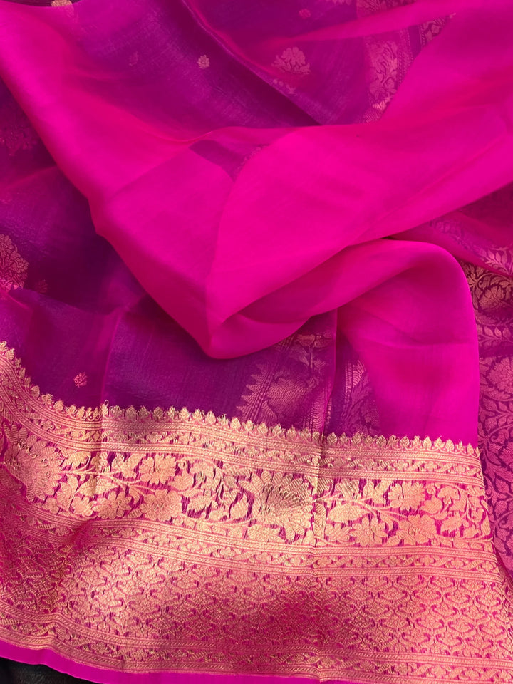Bottle Green Banarasi Handloom Kora Silk Saree