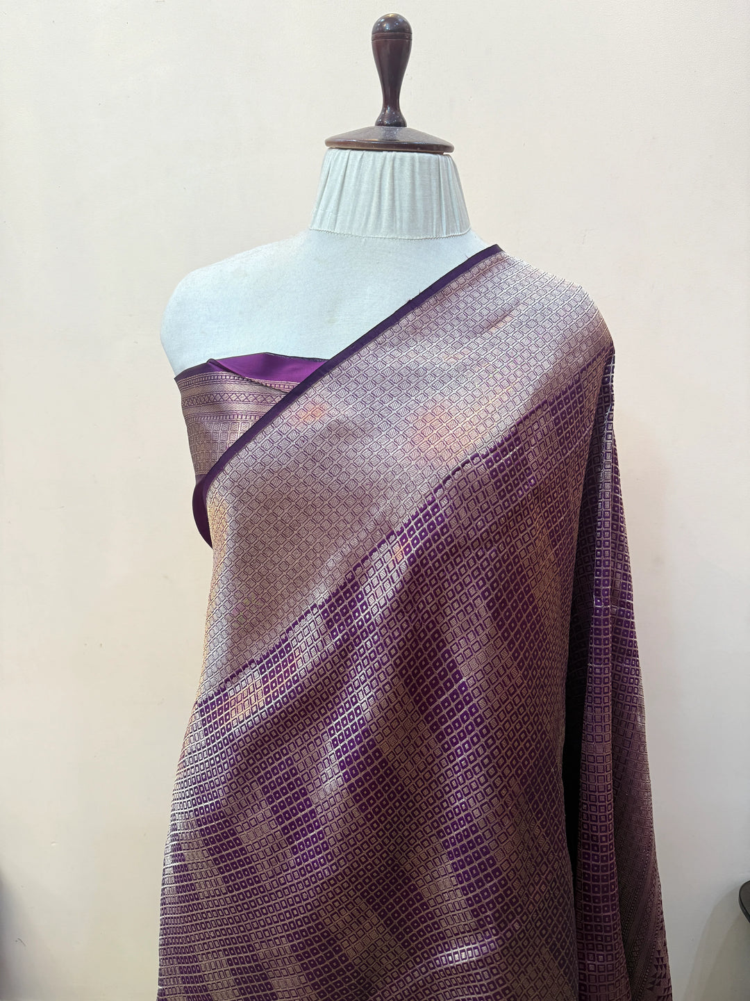 Purple Pure Katan silk Handloom Banarasi Saree