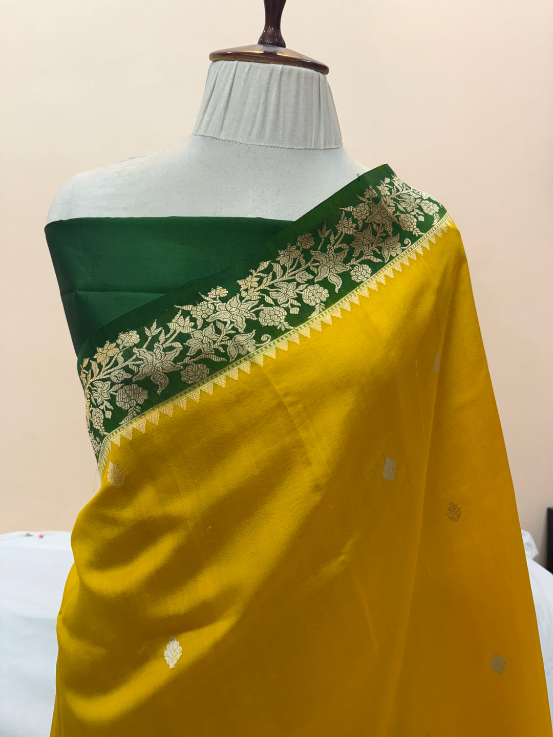 Yellow Pure Silk Handloom Banarasi Saree