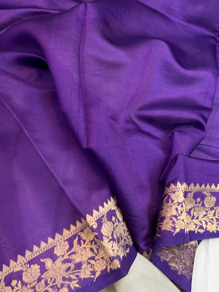 Cream Pure Silk Handloom Banarasi Saree