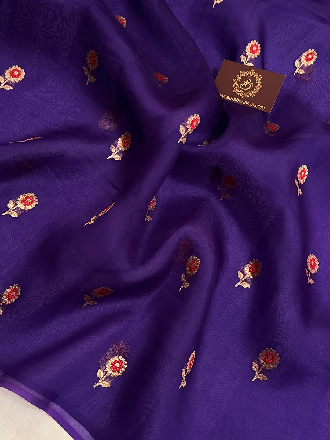 Purple Pure Kora Silk Handloom Banarasi Saree
