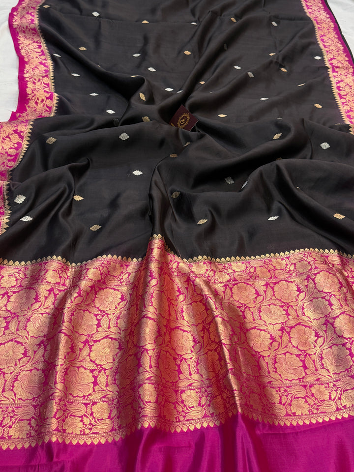 Black Pure Silk Handloom Banarasi Saree