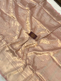Pink Pure Banarasi Handloom Tissue Silk Saree - Aura Benaras
