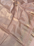 Pink Pure Banarasi Handloom Tissue Silk Saree - Aura Benaras