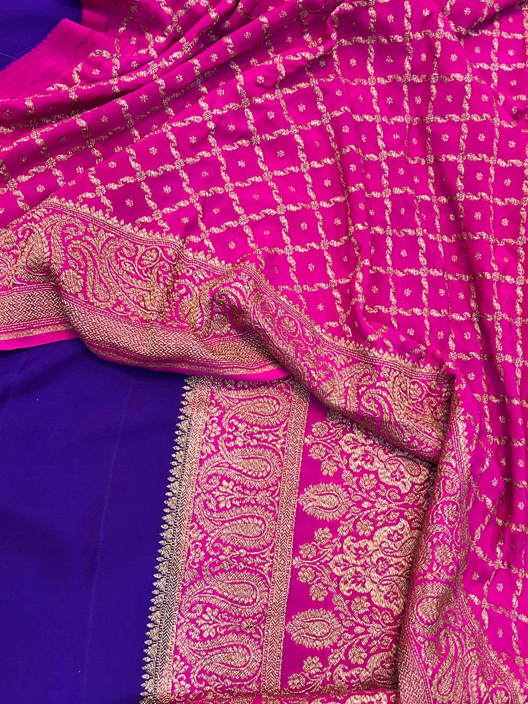 Purple Pure Banarasi Khaddi Crepe Silk Saree - Aura Benaras