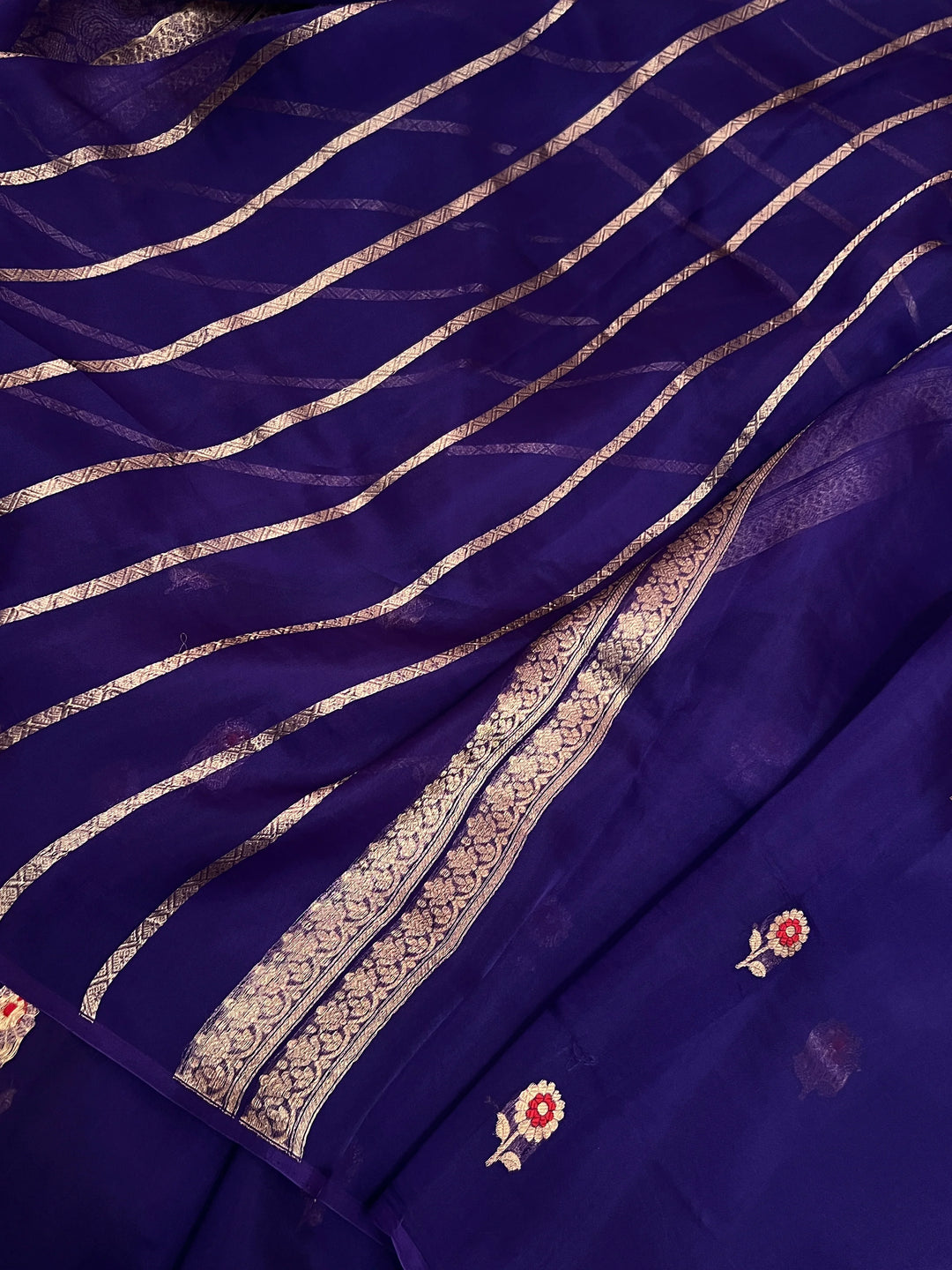 Purple Pure Kora Silk Handloom Banarasi Saree