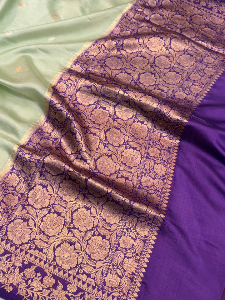 Teal Blue Pure Silk Handloom Banarasi Saree