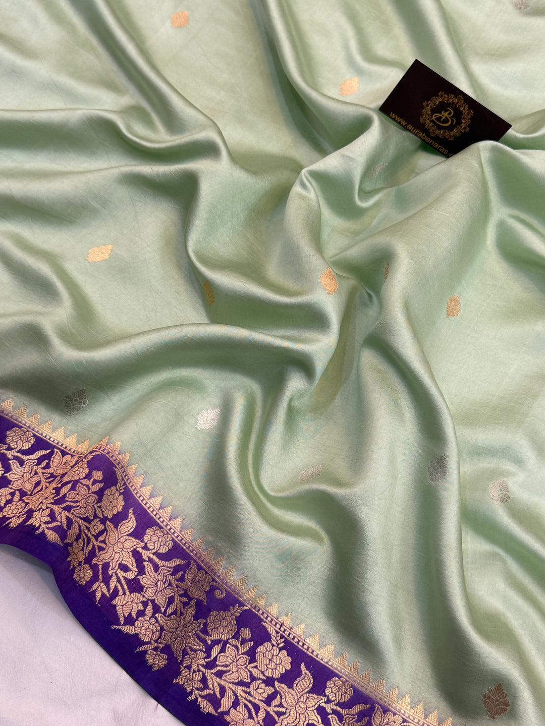 Teal Blue Pure Silk Handloom Banarasi Saree