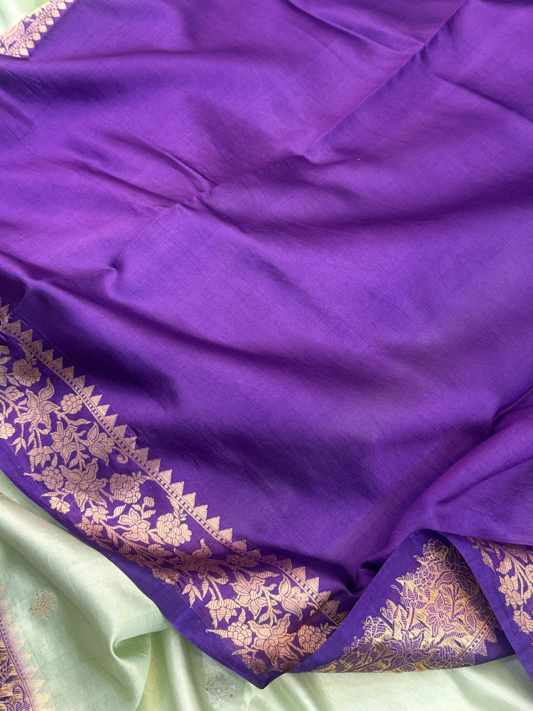 Teal Blue Pure Silk Handloom Banarasi Saree
