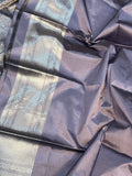 Greyish Lavender Banarasi Handloom Katan Silk Saree - Aura Benaras