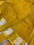 Yellow Pure Banarasi Handloom Kora Silk Saree - Aura Benaras