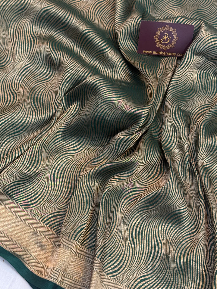 Bottle Green Pure Katan silk Handloom Banarasi Saree