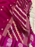 Rani Pink Pure Banarasi Handloom Kora Silk Saree - Aura Benaras