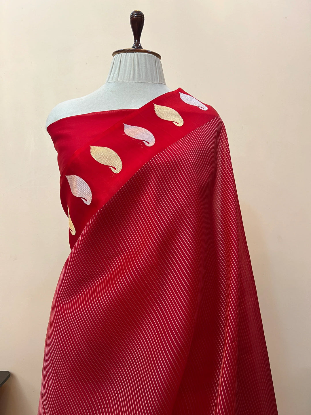 Red Banarasi Handloom Kora Silk Saree