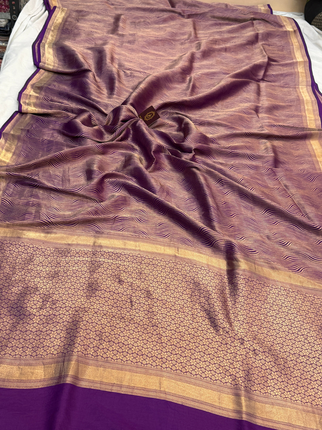 Purple Pure Katan silk Handloom Banarasi Saree