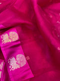 Rani Pink Pure Banarasi Handloom Kora Silk Saree - Aura Benaras