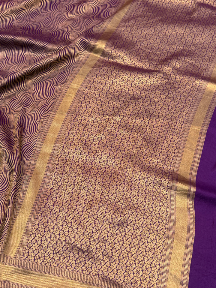 Purple Pure Katan silk Handloom Banarasi Saree