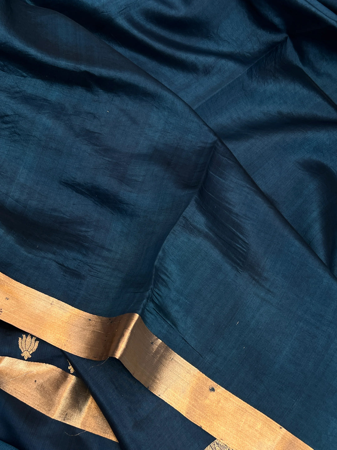 Teal Blue Silk Handloom Banarasi Saree