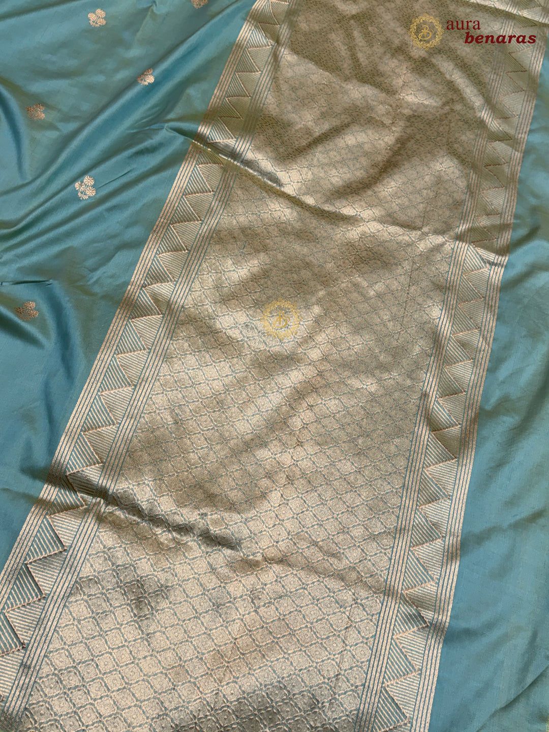 Sage Green Pure Katan Silk Banarasi Saree with Kadhwa Zari Buta