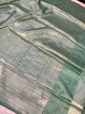 Pastel Sea Green Banarasi Handloom Katan Silk Saree - Aura Benaras