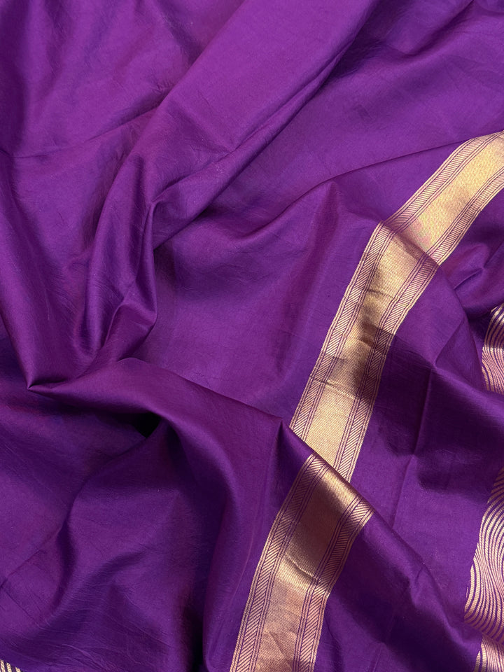 Purple Pure Katan silk Handloom Banarasi Saree