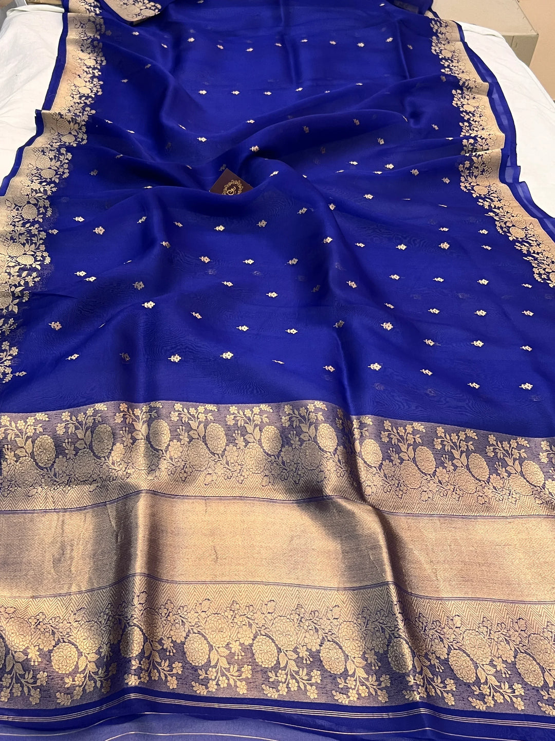 Royal Blue Banarasi Handloom Kora Silk Saree