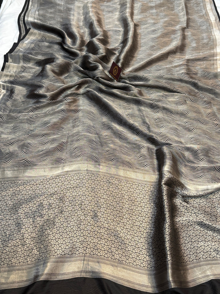 Black Pure Katan silk Handloom Banarasi Saree