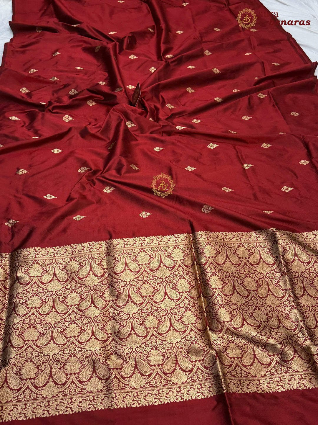 Maroon Pure Katan Silk Banarasi Saree with Kadhwa Zari Buta