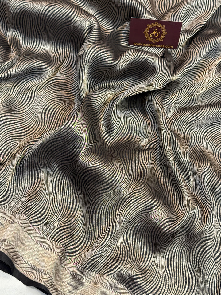 Black Pure Katan silk Handloom Banarasi Saree