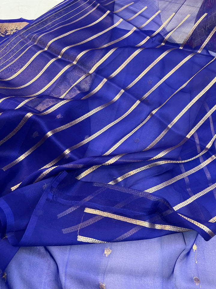 Royal Blue Banarasi Handloom Kora Silk Saree