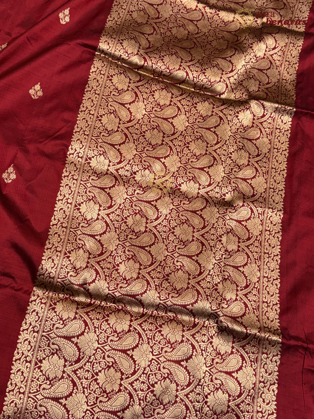 Maroon Pure Katan Silk Banarasi Saree with Kadhwa Zari Buta