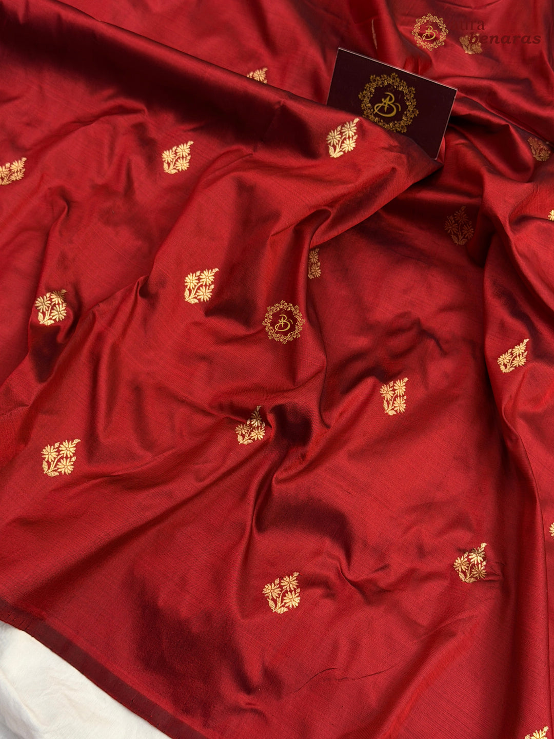 Maroon Pure Katan Silk Banarasi Saree with Kadhwa Zari Buta