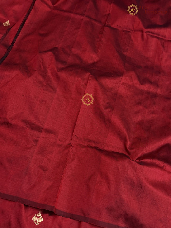 Maroon Pure Katan Silk Banarasi Saree with Kadhwa Zari Buta
