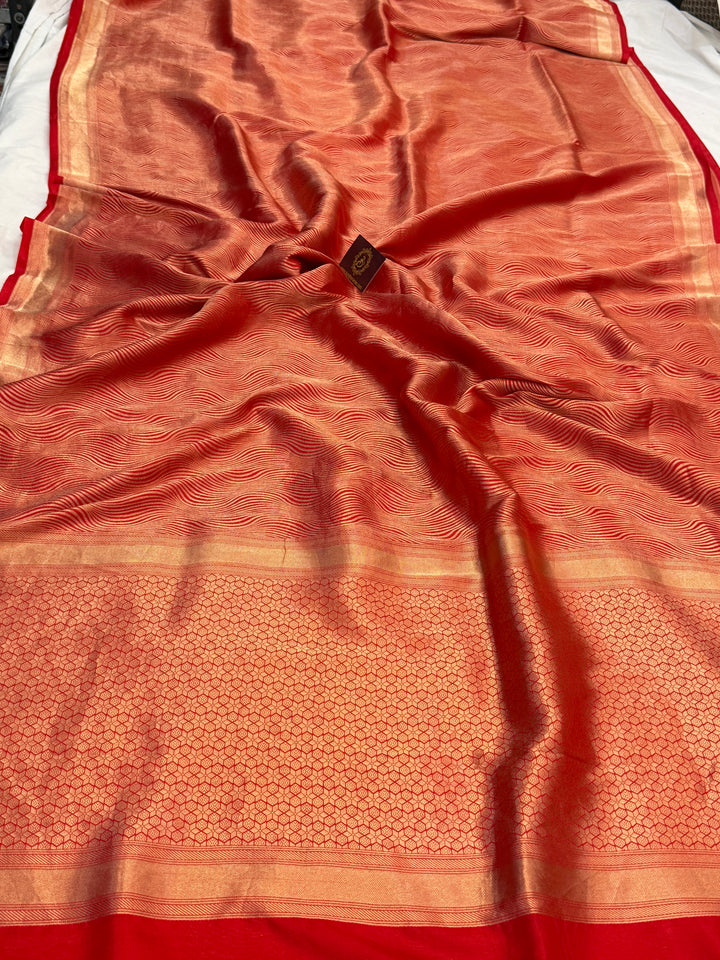Red Pure Katan silk Handloom Banarasi Saree