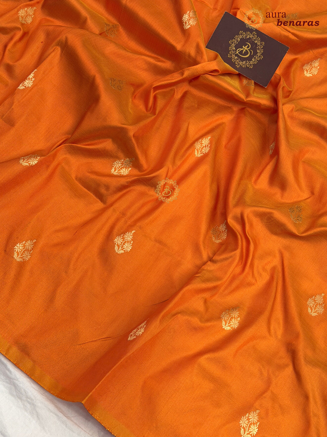 Orange Pure Katan Silk Banarasi Saree with Kadhwa Zari Buta