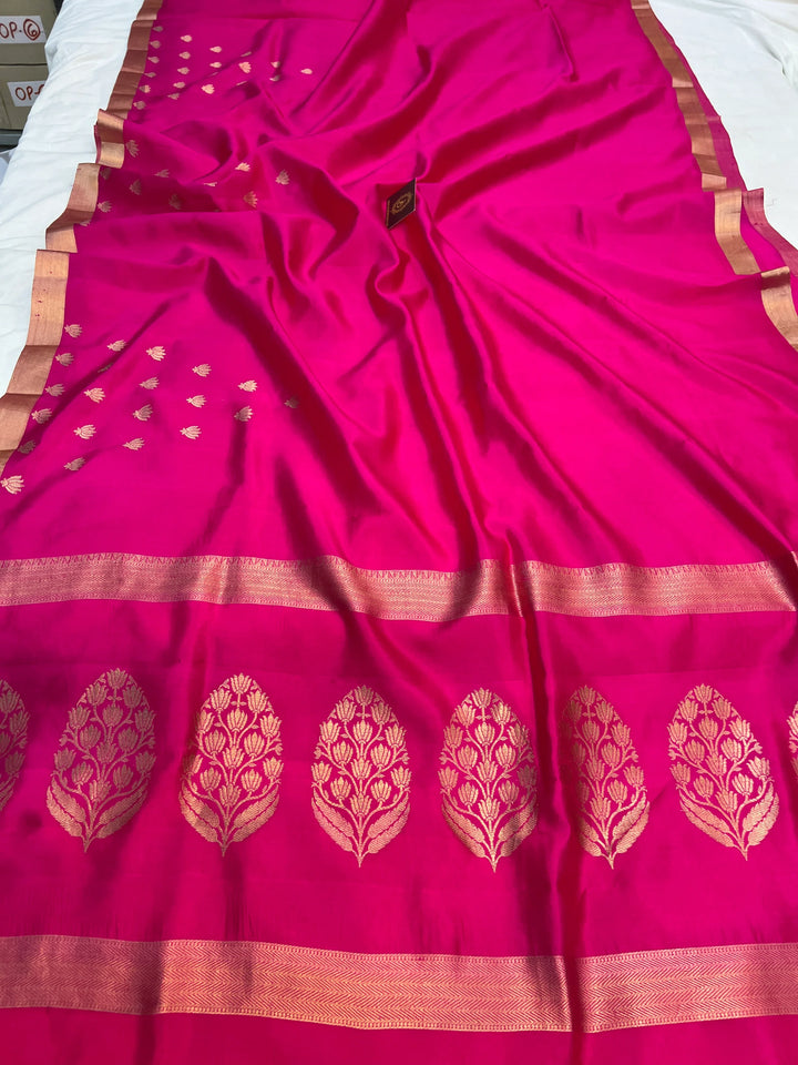 Rani Pink Silk Handloom Banarasi Saree