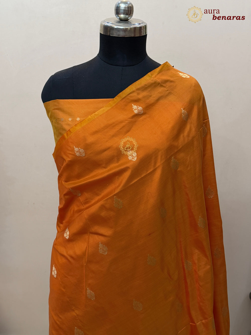 Orange Pure Katan Silk Banarasi Saree with Kadhwa Zari Buta