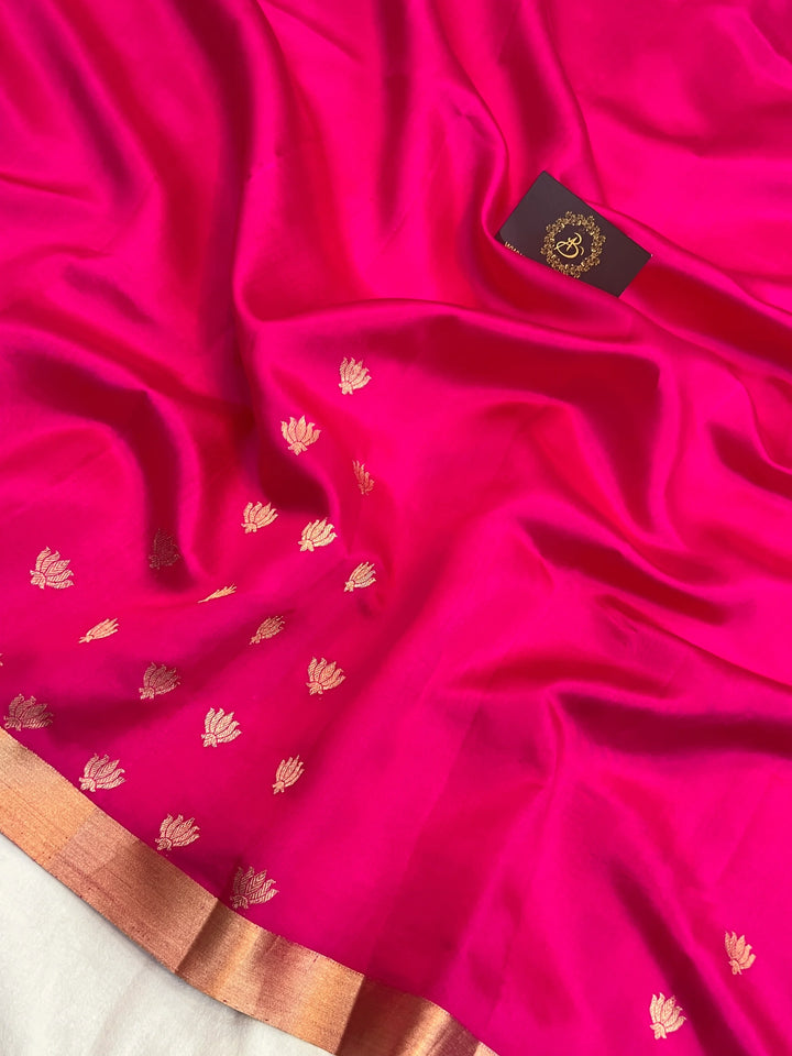 Rani Pink Pure Silk Handloom Banarasi Saree
