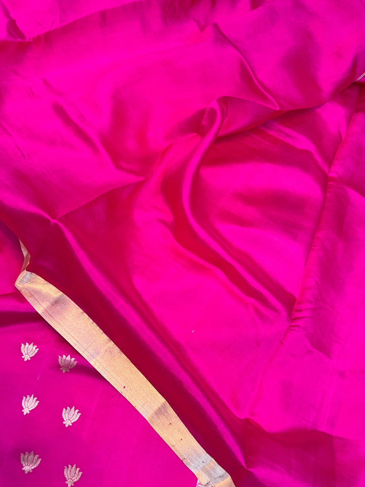 Rani Pink Silk Handloom Banarasi Saree