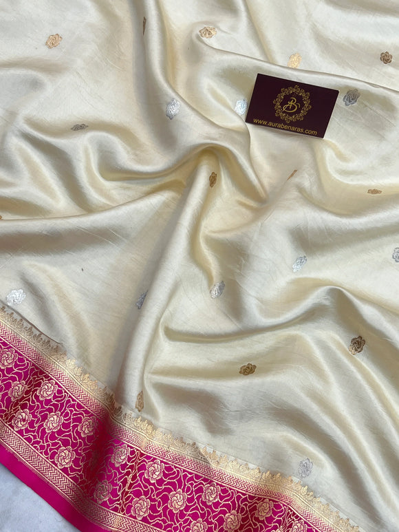 Off white Pure Silk Handloom Banarasi Saree