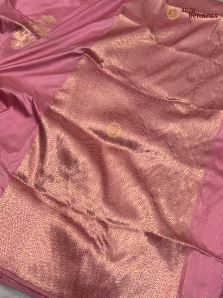 Pastel Pink Pure Katan Silk Banarasi Saree with Kadhwa Zari Buta