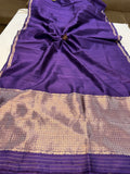 Indigo Purple Pure Banarasi Handloom Silk Saree - Aura Benaras